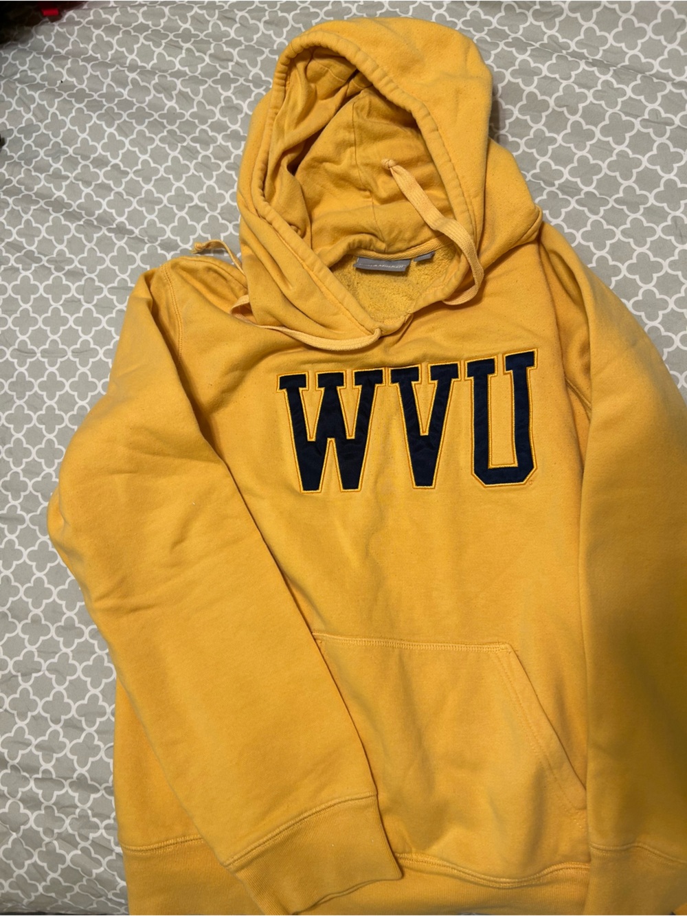 Men's Gold Zip-Up Hoodie with WVU Lettering